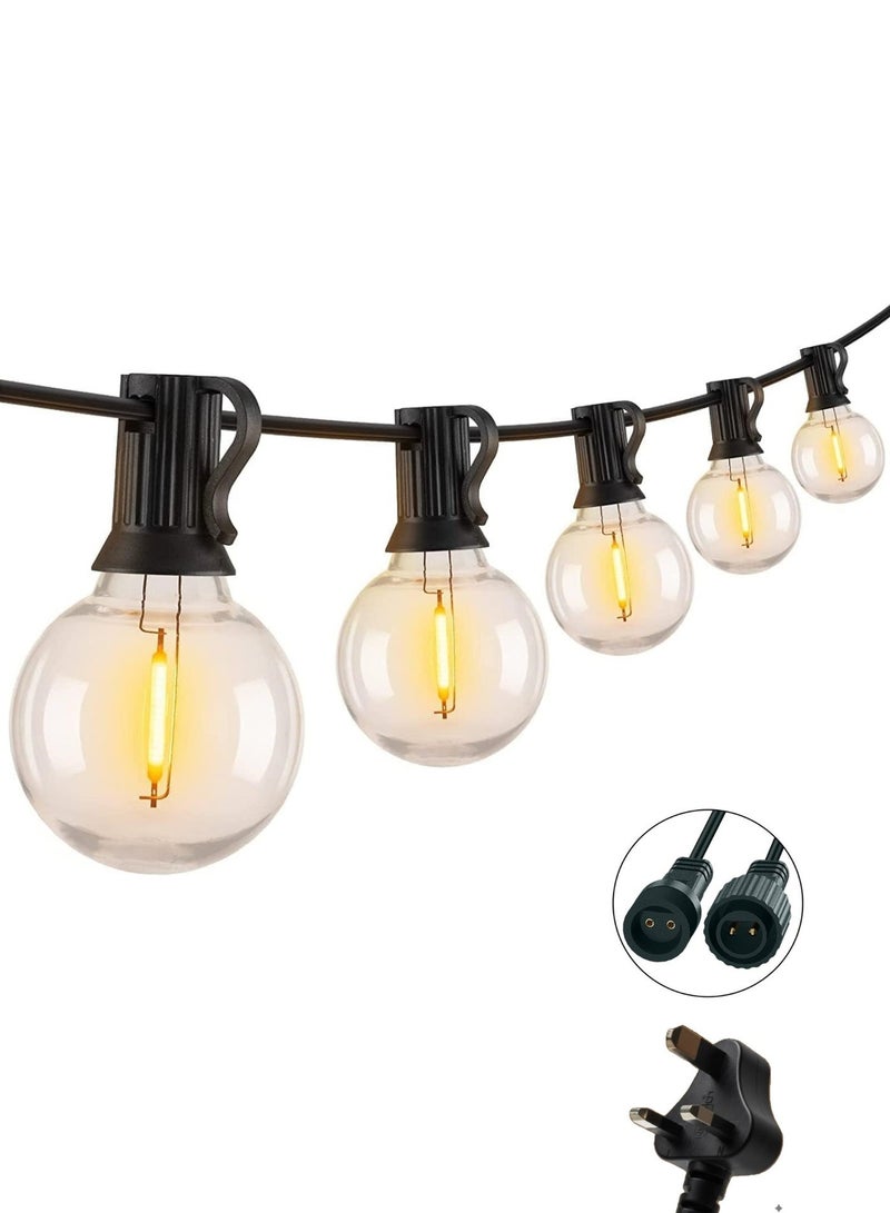 ديكور سلسلة مصابيح LED مع 25 لمبة G40 بطول 7 متر. مانعة لتسرب الماء ودائم. مع خطافات معلقة وروابط قابلة للتمديد. أضواء زينة رمضان والعيد. - Image 1